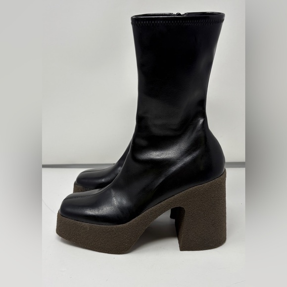 Stella McCartney Skyla Black and Brown Platform Boots 39 Vegan - Picture 1 of 16